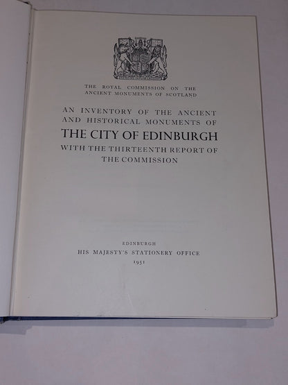 Inventory of the Ancient & Historical Monuments of the City of Edinburgh 1951 Hb2