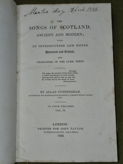 Songs of Scotland Ancient Allan Cunningham First Edition 1825 Complete Set5
