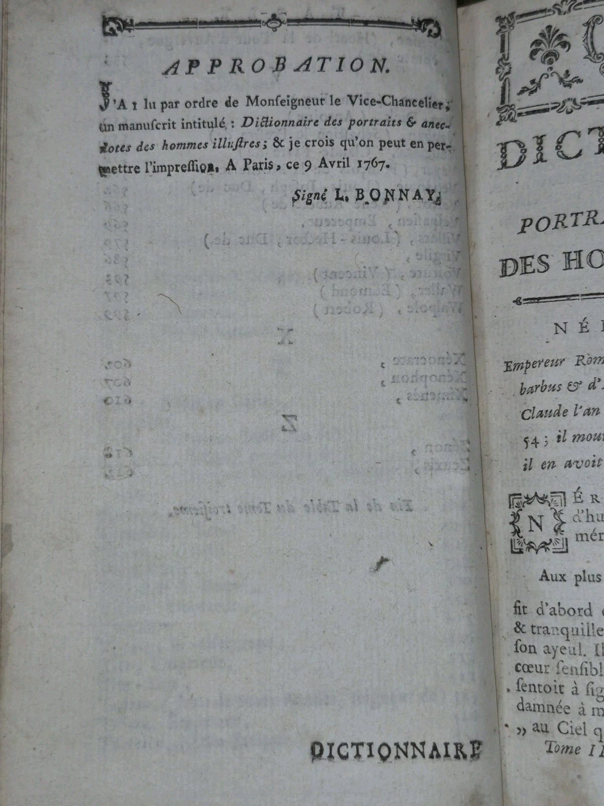 Dictionnaire Des Portraits et Acecdotes Des Hommes Illustres 1767 One Volume5