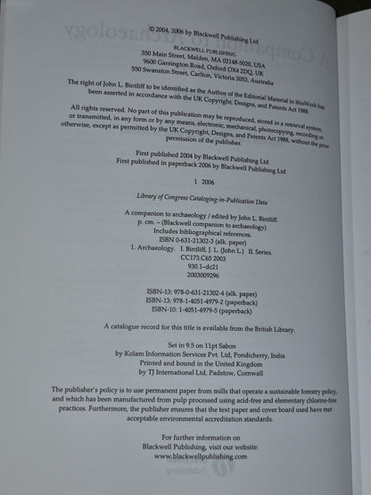 A Companion to Archaeology (2006) John Bintliff5