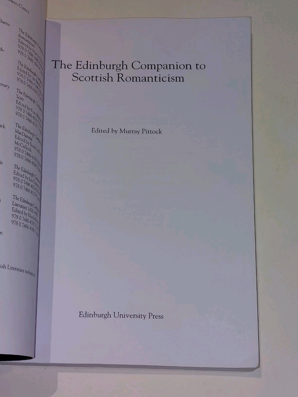 The Edinburgh Companion to Scottish Romanticism  Murray Pittock (2011) Pb Book2