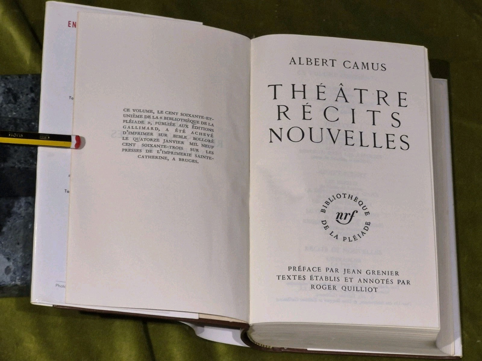 Theatre Recits Nouvelles by Albert Camus, 1962, Vintage French Drama Book3