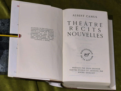 Theatre Recits Nouvelles by Albert Camus, 1962, Vintage French Drama Book3