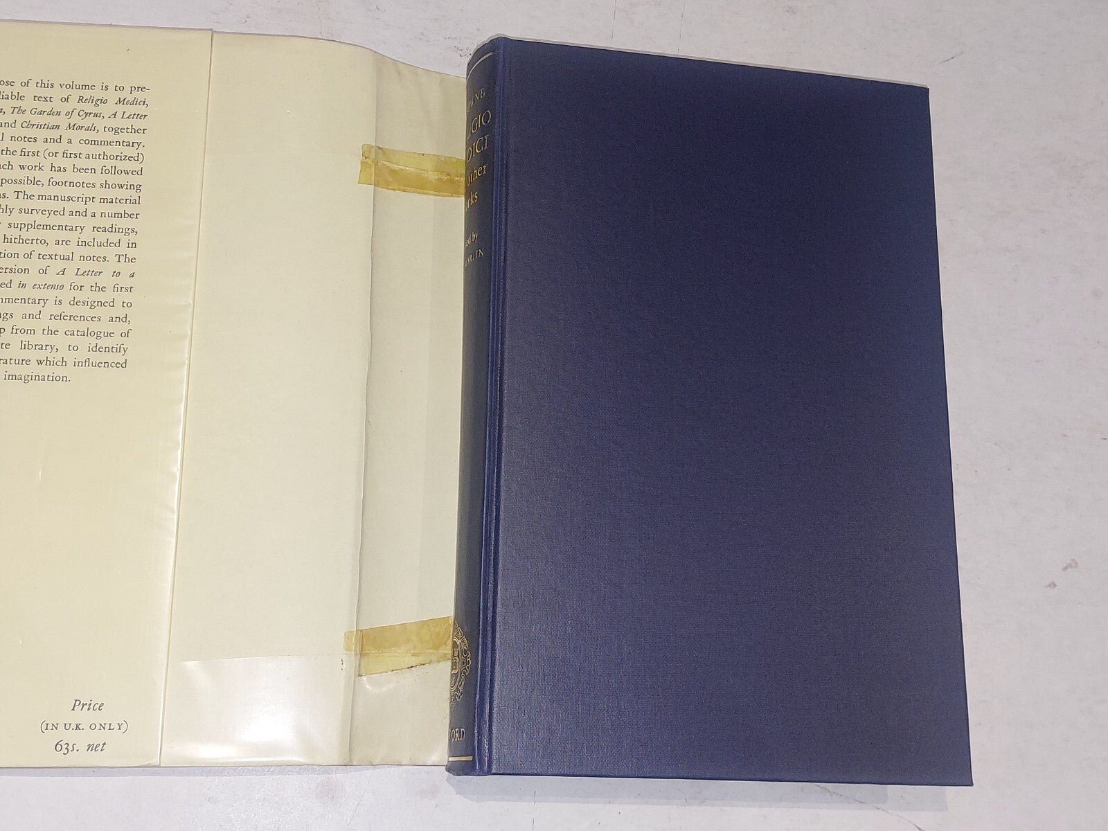 RELIGIO MEDICI AND OTHER WORKS.EDITED BY L C MARTIN - Hardback.  Good2