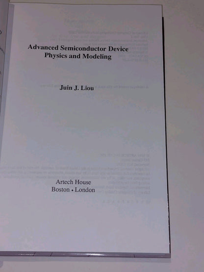 Advanced Semiconductor Device Physics and Modeling [Artech House] Juin Liou Hb 3