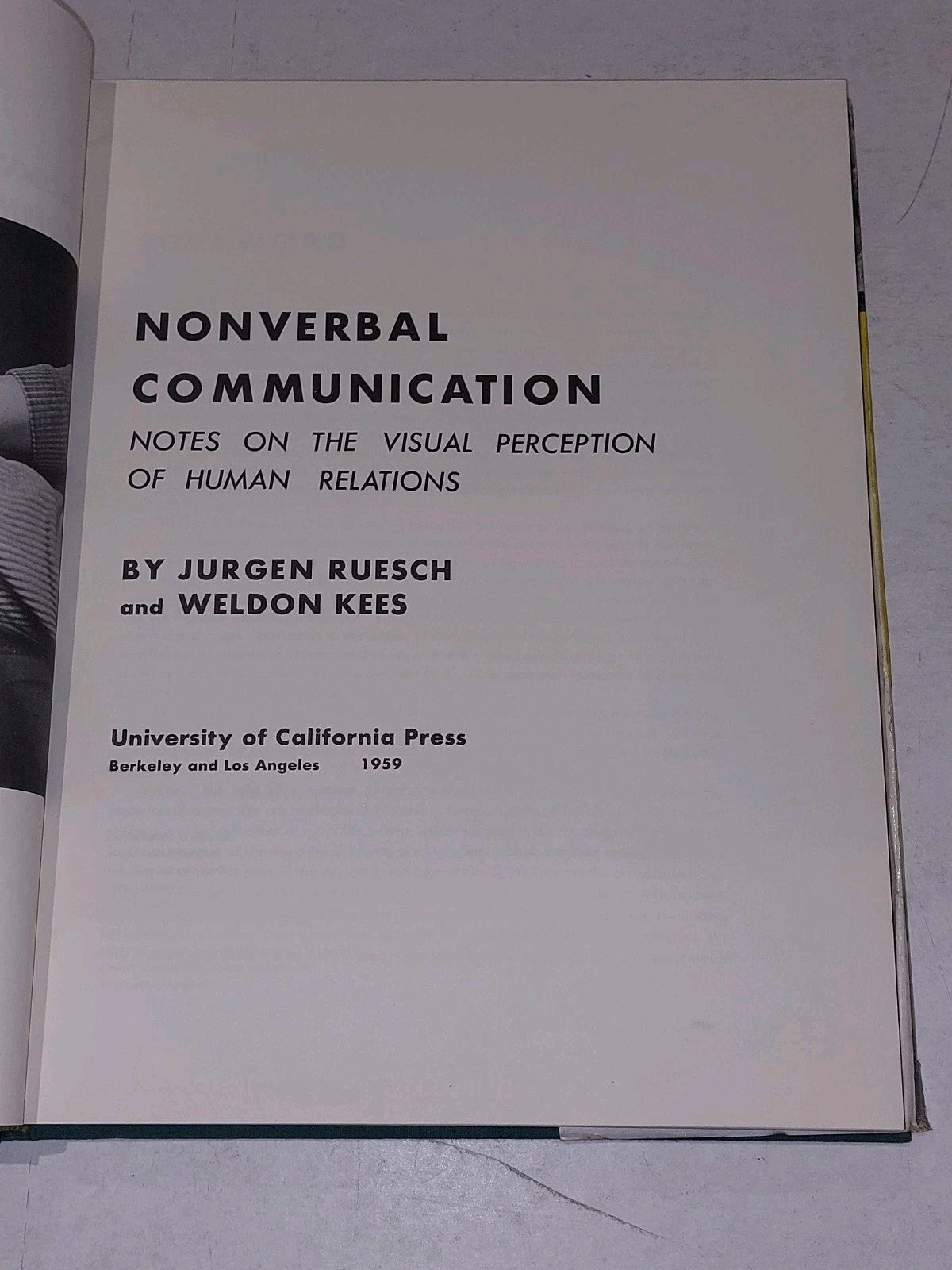 Nonverbal Communications - Ruesch & Kees - Hardback (1959) 3rd Printing Book4