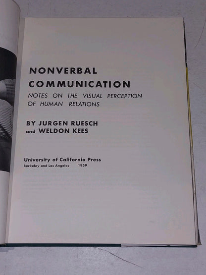 Nonverbal Communications - Ruesch & Kees - Hardback (1959) 3rd Printing Book4