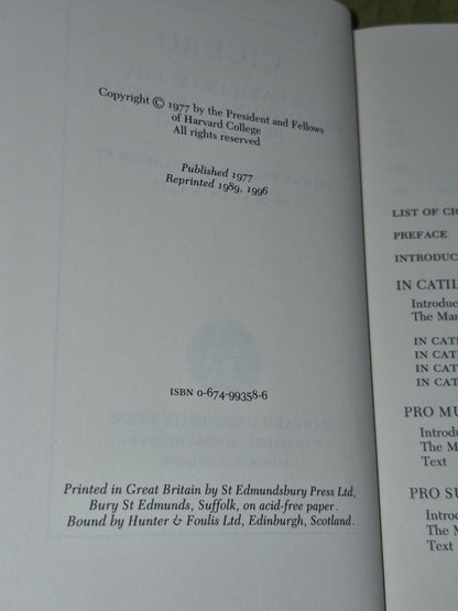 Cicero In Catilinam Murena, Sulla I-IV Trans. Macdonald (1996) Loeb Classical8