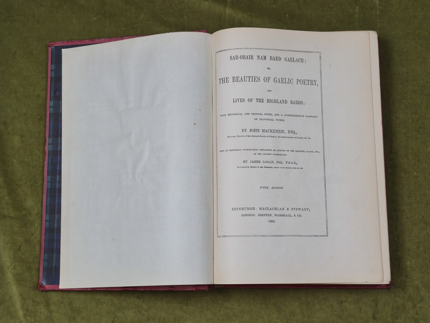 Sar-obair Nam Bard Gaelach or the Beauties of Gaelic Poetry -John Mackenzie 18825