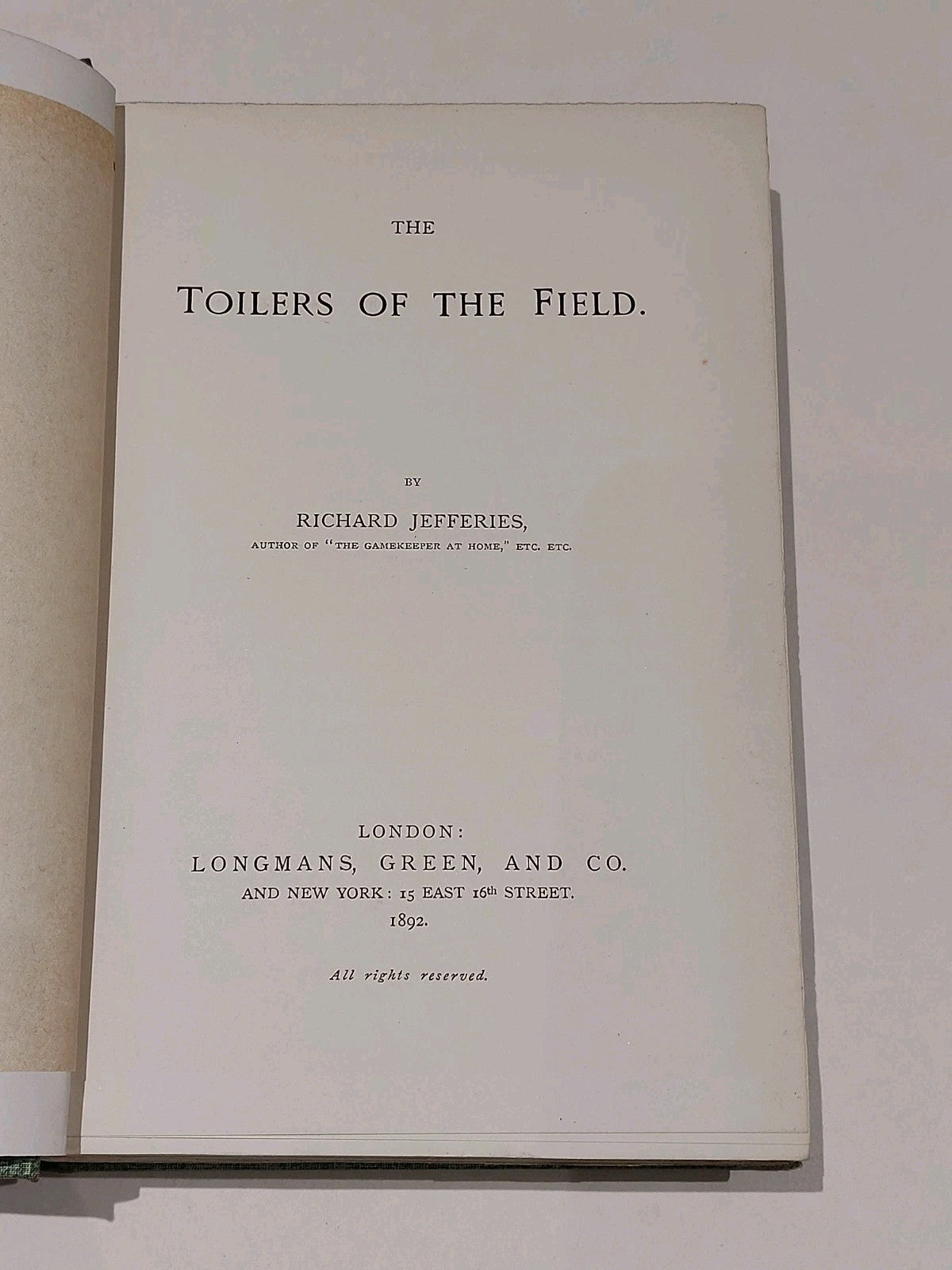 The Toilers Of The Field By Richard Jefferies. 1st Ed 1892 Hb Book2