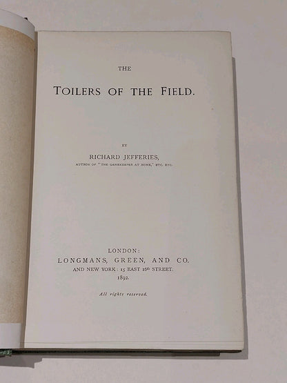 The Toilers Of The Field By Richard Jefferies. 1st Ed 1892 Hb Book2
