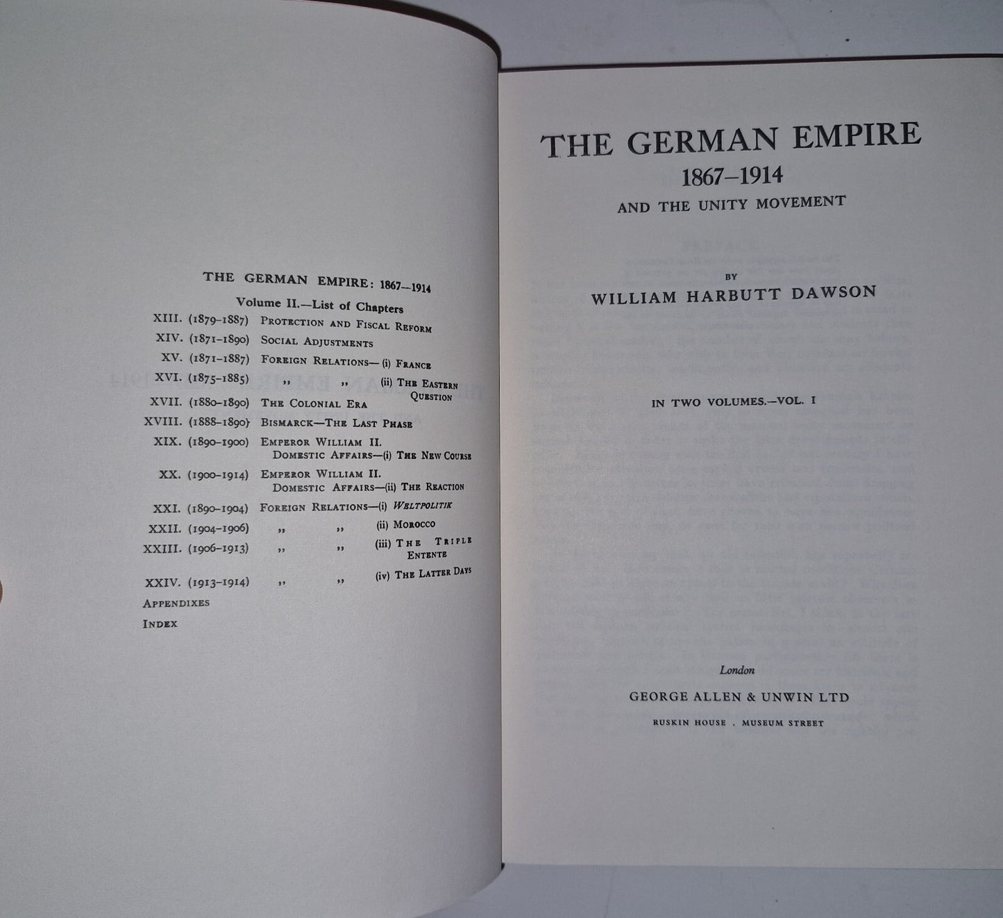 The German Empire 18671914 And The Unity Movement, William Harbutt Dawson 19664