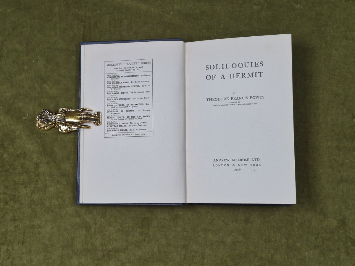 Soliloquies of a Hermit by Theodore F Powys,  Andrew Melrose 1926 HB3