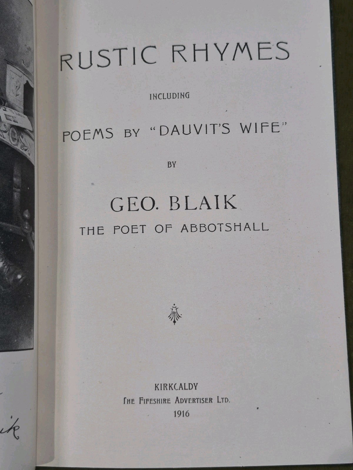 Rustic Rhymes Dauvit's Wife Geo. Blaik Abbotshall 1916 Fifeshire Advertiser5