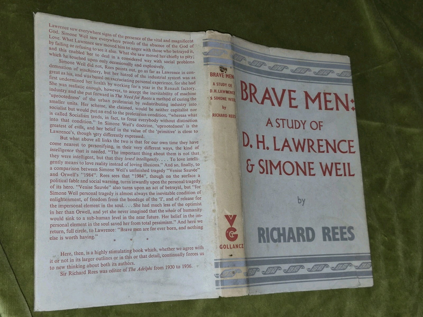 Brave Men - A Study of D. H. Lawrence & Simone Weil (1958 First) Richard Rees3
