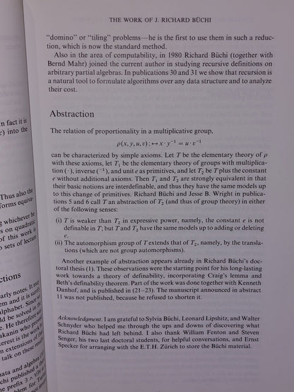 The Collected Works of J. Richard Buchi, Lane, Saunders 19905