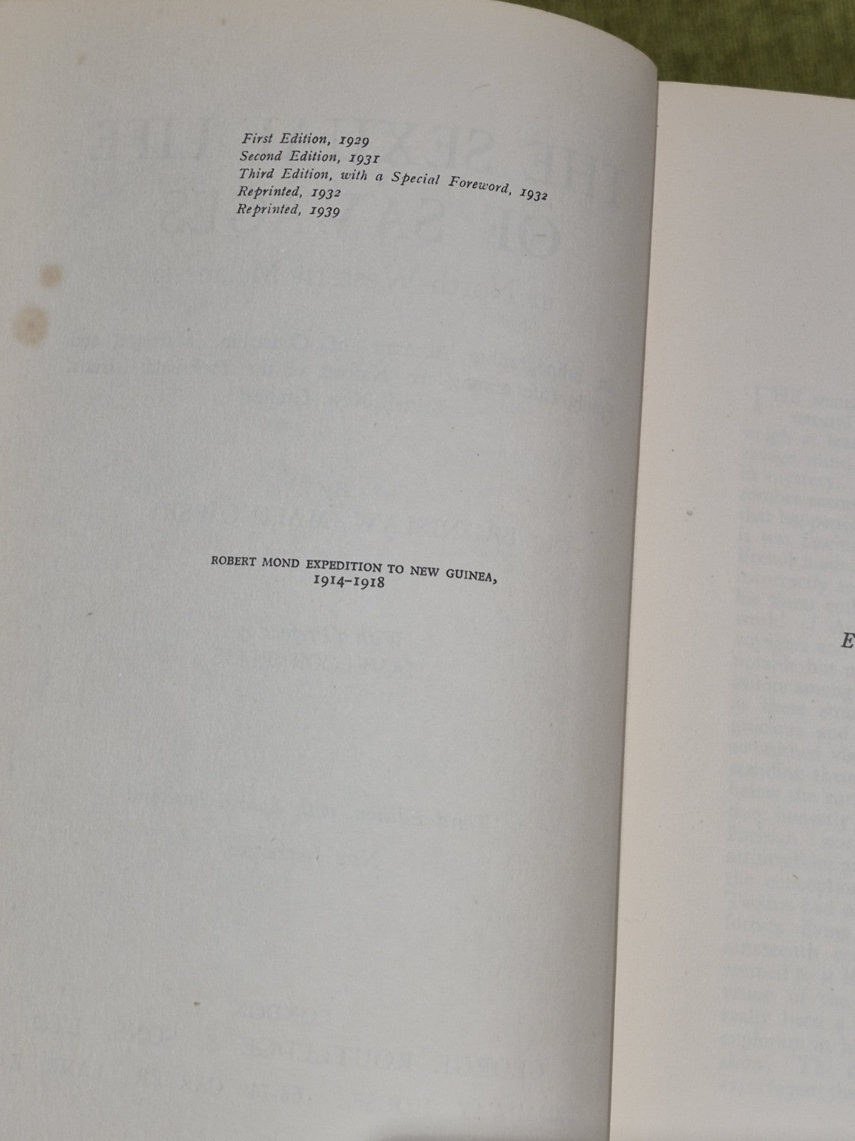 The Sexual Life of Savages; Bronislaw Malinowski; 3rd Edition 19328