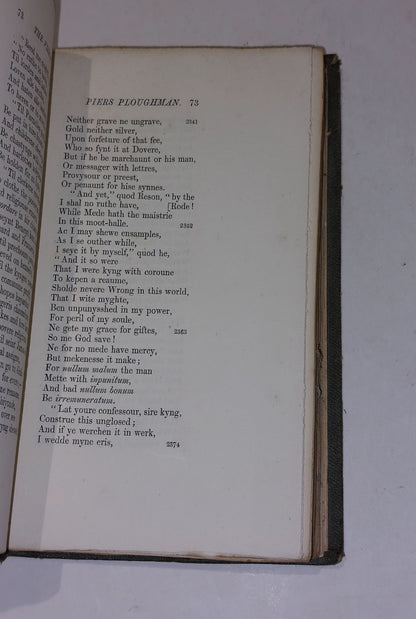 1856  The Vision and Creed of Piers Ploughman William Langland  2 Volumes HB8