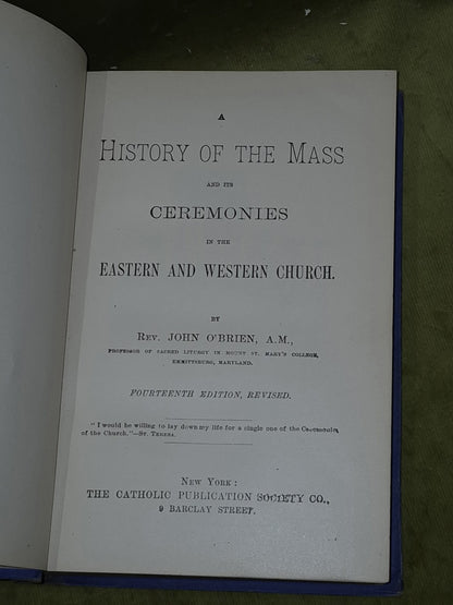 HISTORY OF THE MASS REV JOHN OBRIEN CIRCA 1880 14TH EDITION5