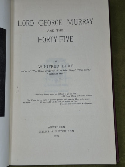 Lord George Murray and the Forty-five, W. Duke, Very Good Book4