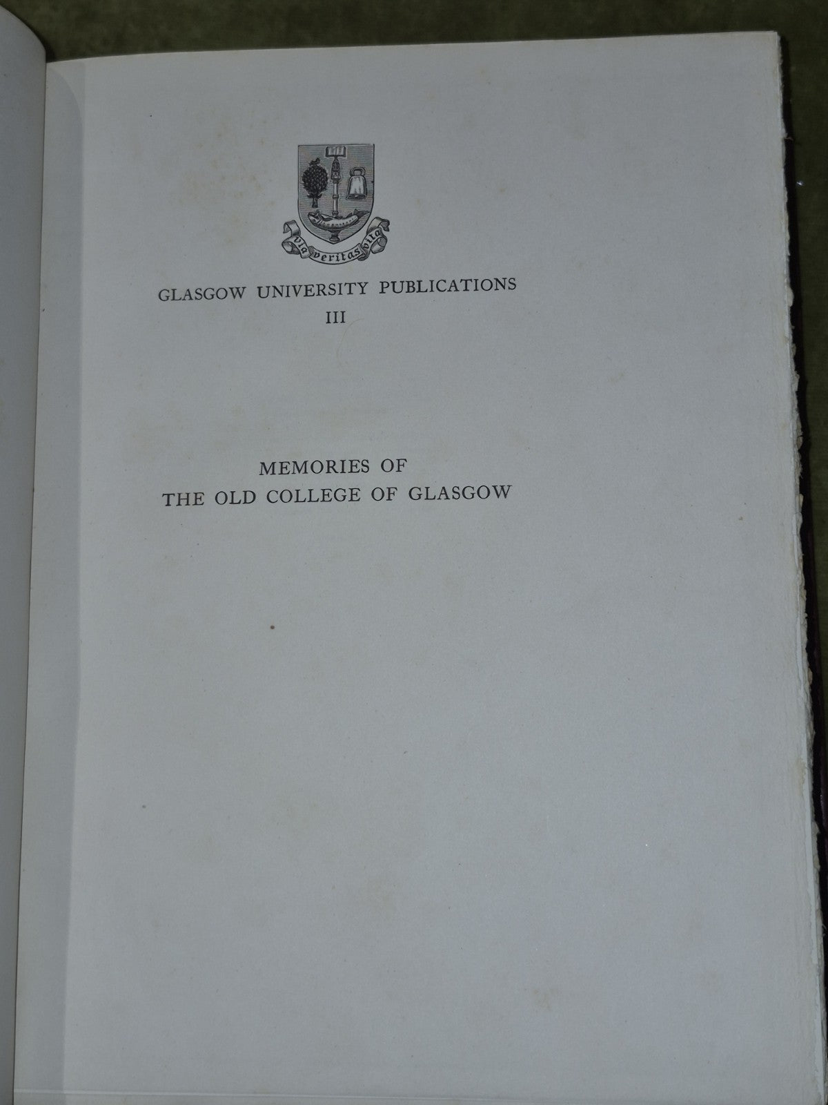 Memories of The Old College of Glasgow History David Murray 19276