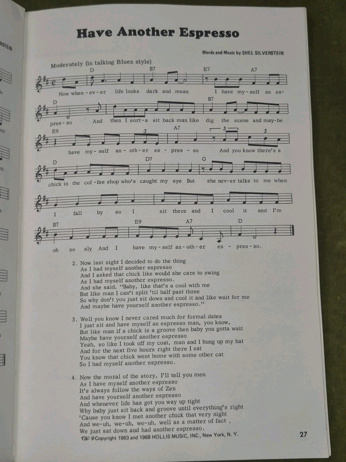 Dirty Feet A Collection Of Songs By Shel Silverstein TRO 1969 Sheet Music Book7