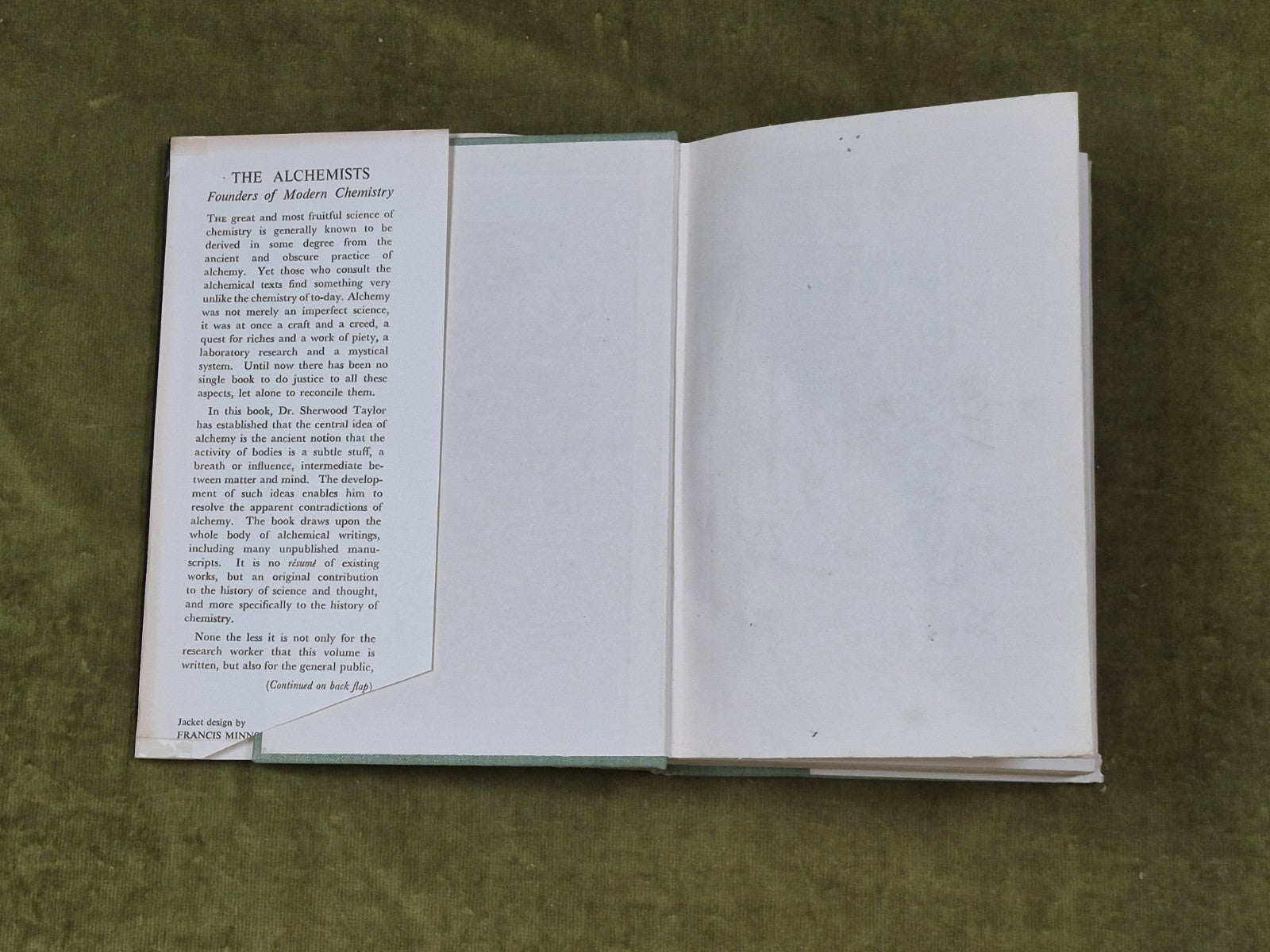 The Alchemists - F. Sherwood Taylor , Heinemann 1953 Reprint HB DJ3