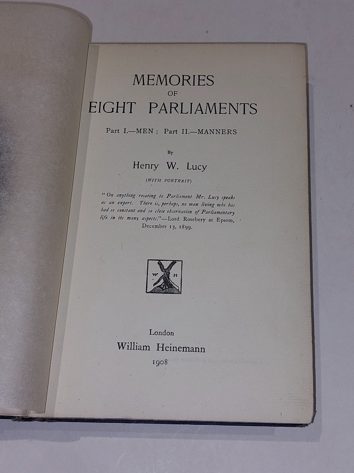 Memories Of Eight Parliaments By Henry W Lucy (1908) 1st Ed Hb Book3