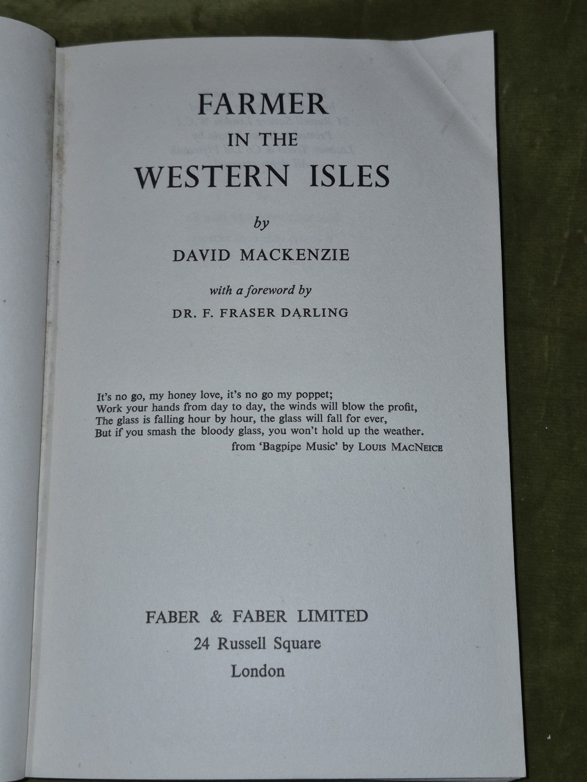 Farmer In The Western Isles By David Mackenzie - 1954 HC DJ6