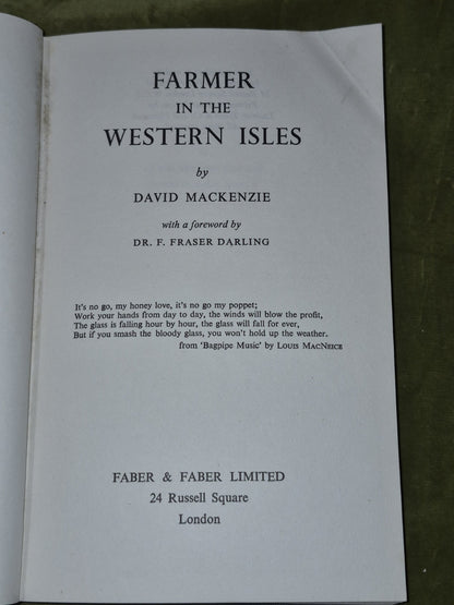 Farmer In The Western Isles By David Mackenzie - 1954 HC DJ6