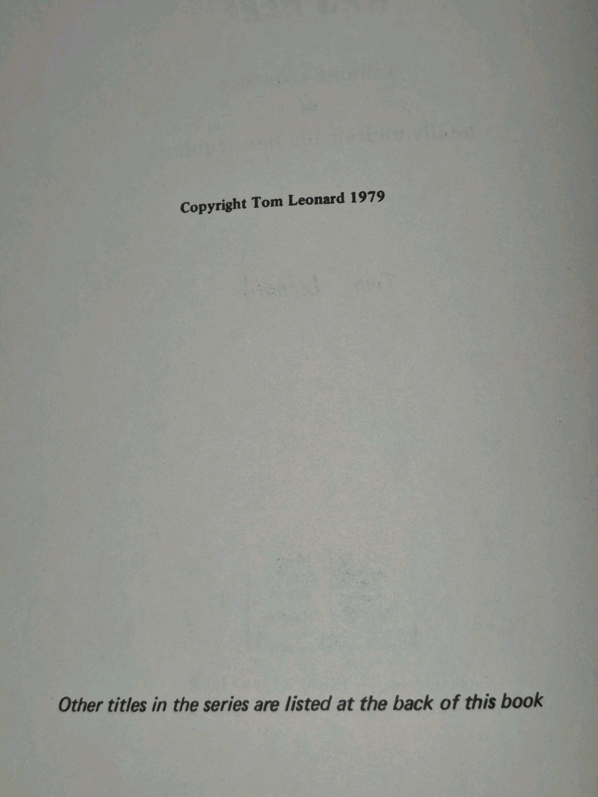 If Only Bunty Was Here Tom Leonard 1979 FIRST EDITION Print Studio Press Glasgow3
