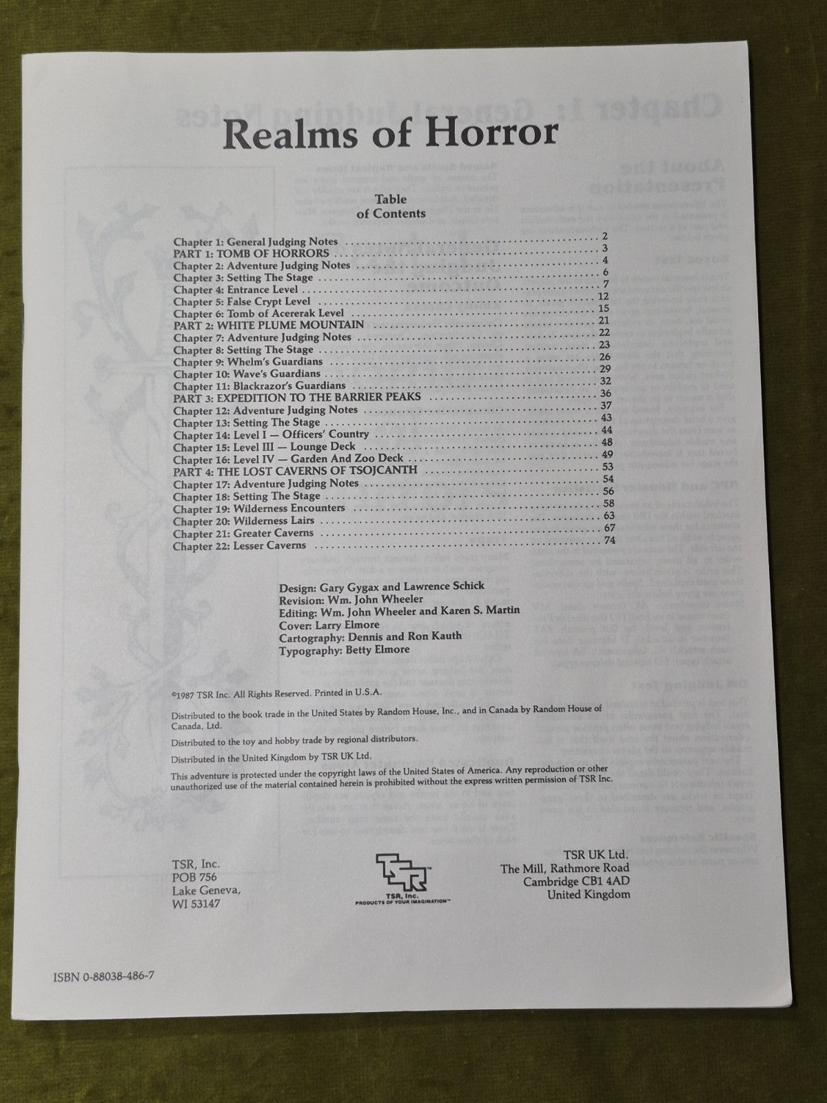 Realms Of Horror Adventure compilation for - AD&D - 19872