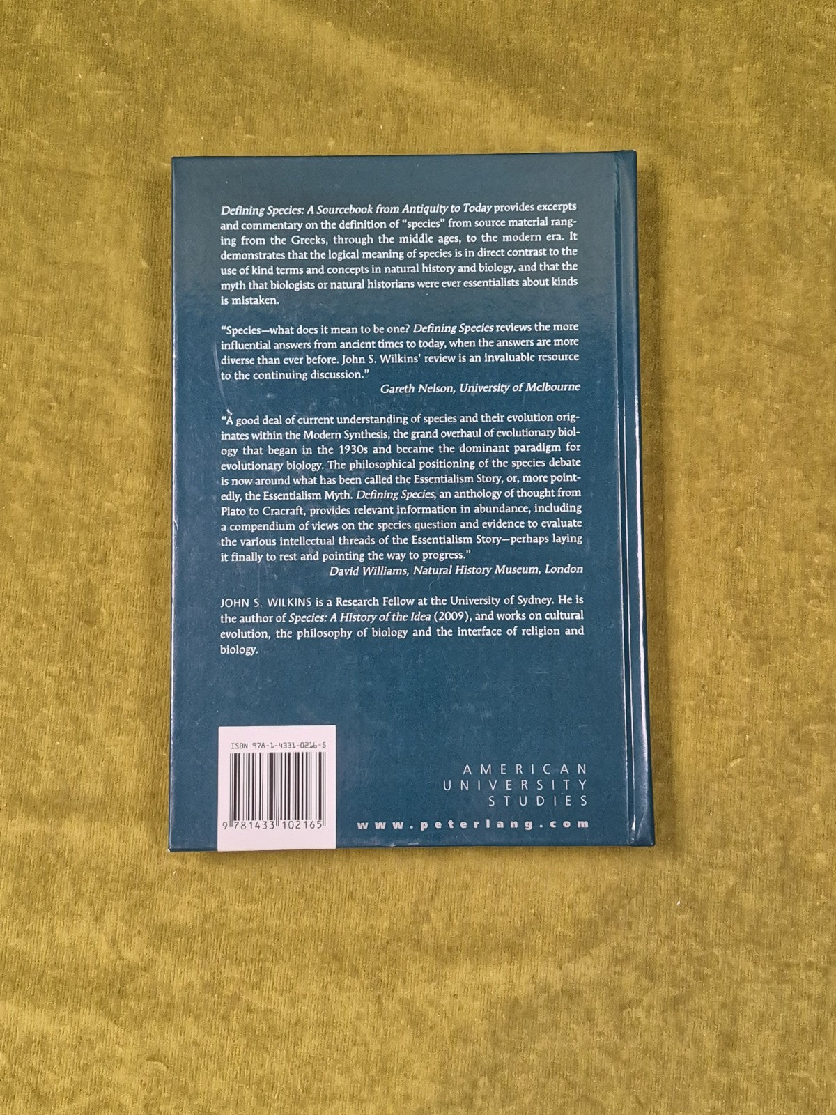 Defining Species - John S. Wilkins , Peter Lang 2009 HB1