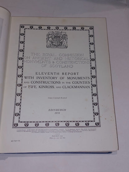 Royal Commission  11th Report Of Monuments & Construction In Fife, Kinross 19336