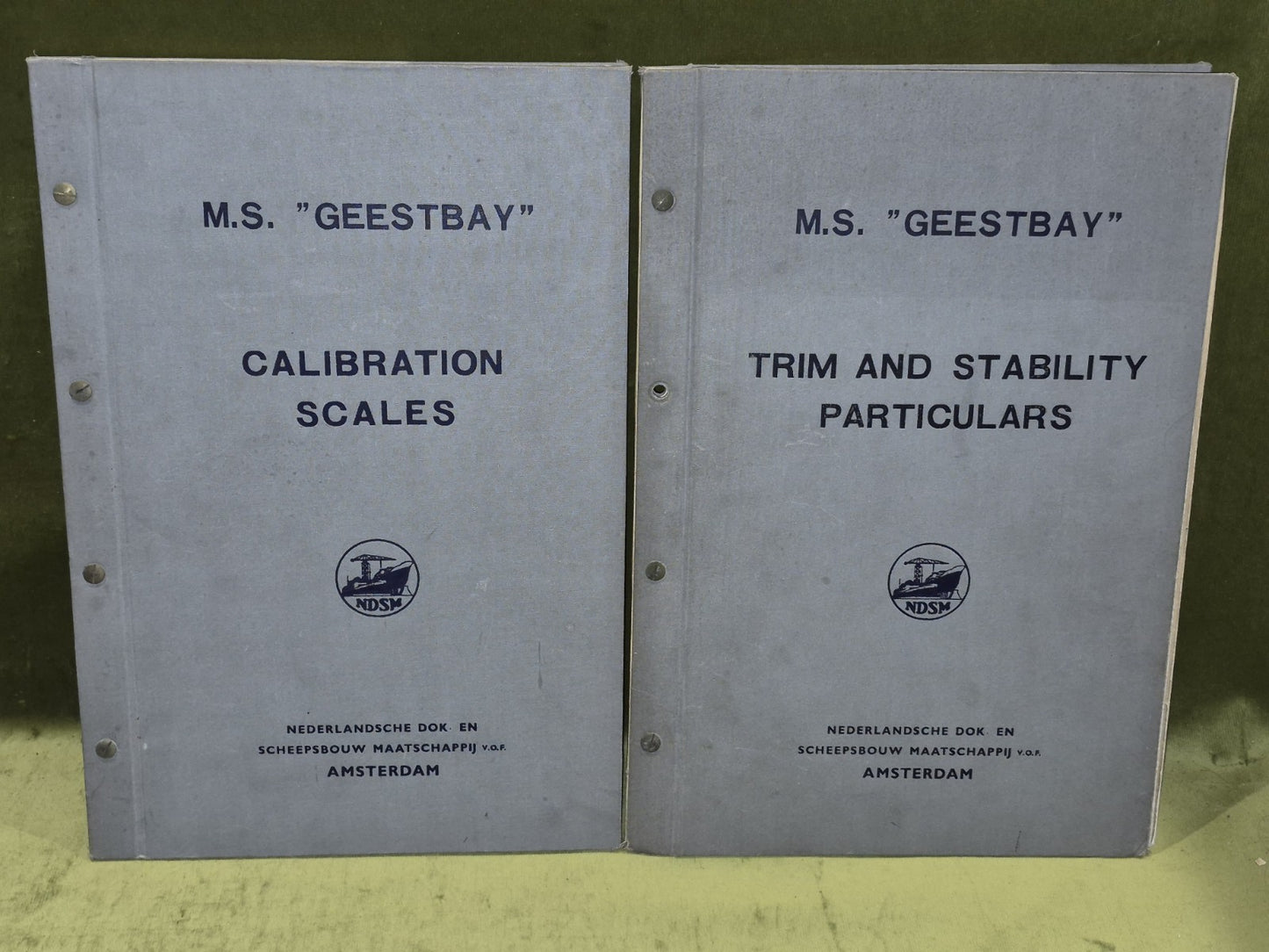 M. S. "Geestbay" Ship Calibration Scales and Trim and Stability Particulars Book0
