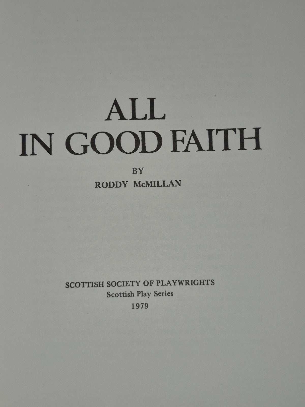 All in Good Faith Roddy McMillan 1979 Limited Run First Edition 4