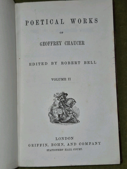 Poetical Works of Geoffrey Chaucer Robert Bell 1855 Set of 7 Books6