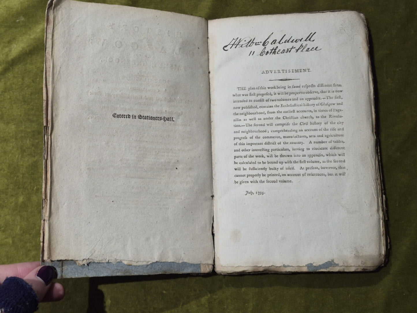 History of Glasgow and of Paisley , Greenock and Port Glasgow Brown 1795 Vol 1&25