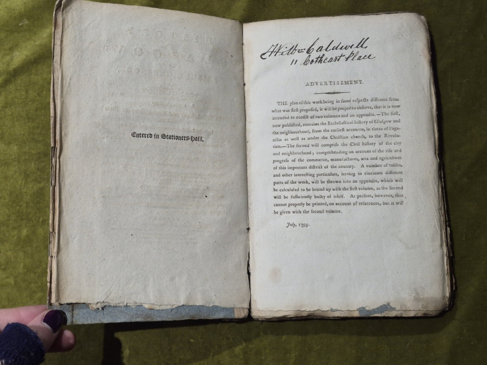 History of Glasgow and of Paisley , Greenock and Port Glasgow Brown 1795 Vol 1&25