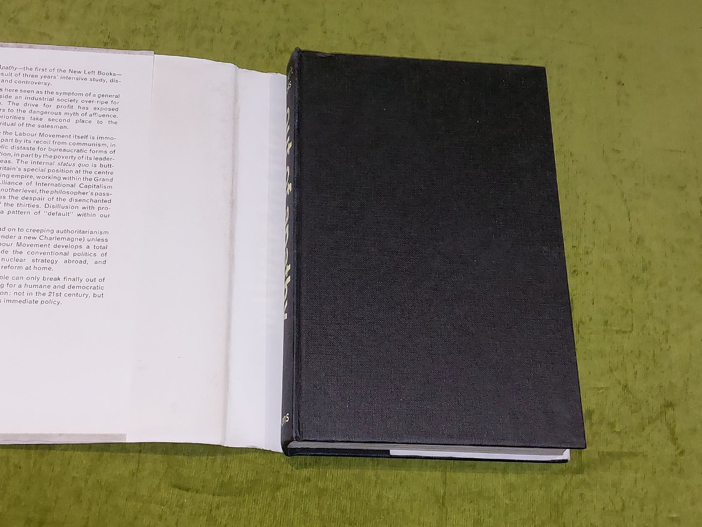 Out Of Apathy New Left Books 1st HB/DW2