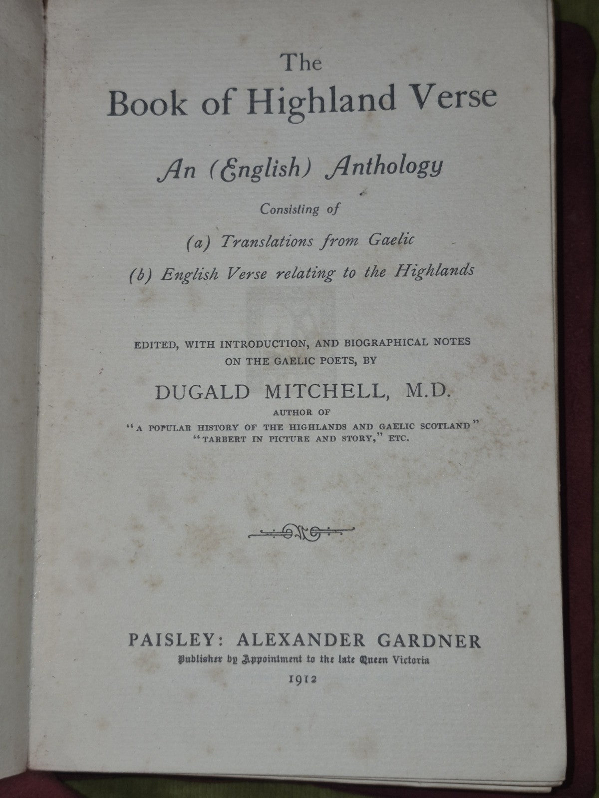 The Book of Highland Verse an English Anthology 1912 Dugald Mitchell6
