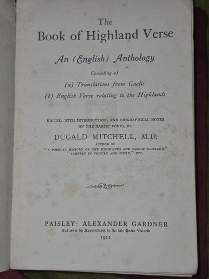 The Book of Highland Verse an English Anthology 1912 Dugald Mitchell6