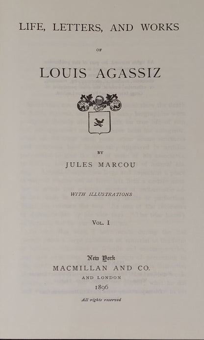Life, Letters and Works of Louis Agassiz By Jules Marcou (1972) Book5