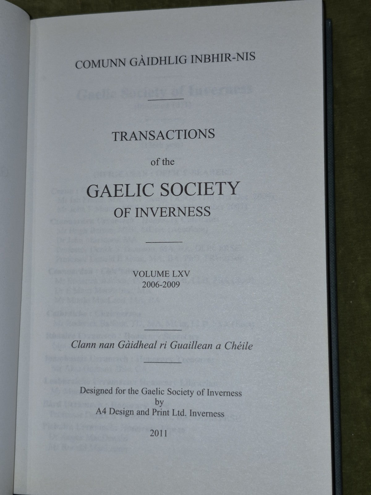 Transactions of the Gaelic Society of Inverness Vol LXV 2006 - 2009 ( 65 )2