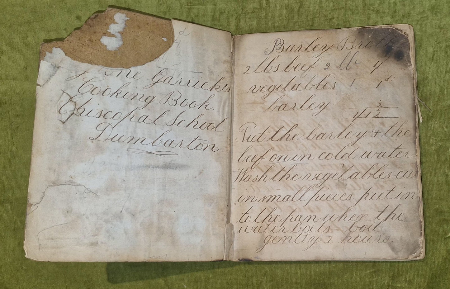19th Century Handwritten Recipe /Cookery Book, Children's - Dumbarton Circa 18503