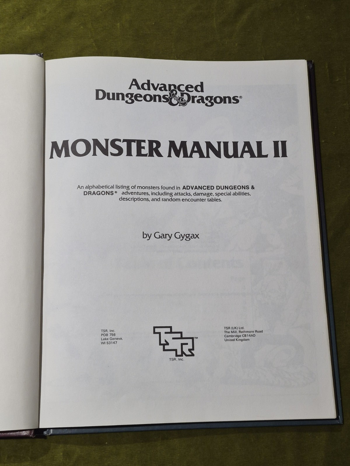 Advanced Dungeons & Dragons AD&D Monster Manual II Hardback 2016 TSR 19832
