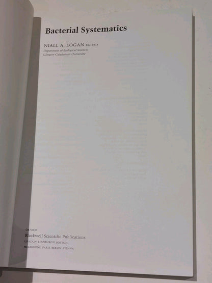 Bacterial Systematics by N. A. Logan [Blackwell Scientific Pub] 1st Ed 1994 Pb 3