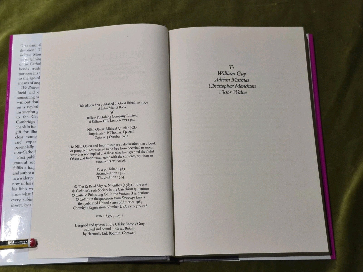 We Believe by A. N. Gilbey Hardcover with dust jacket 3rd edition 19944