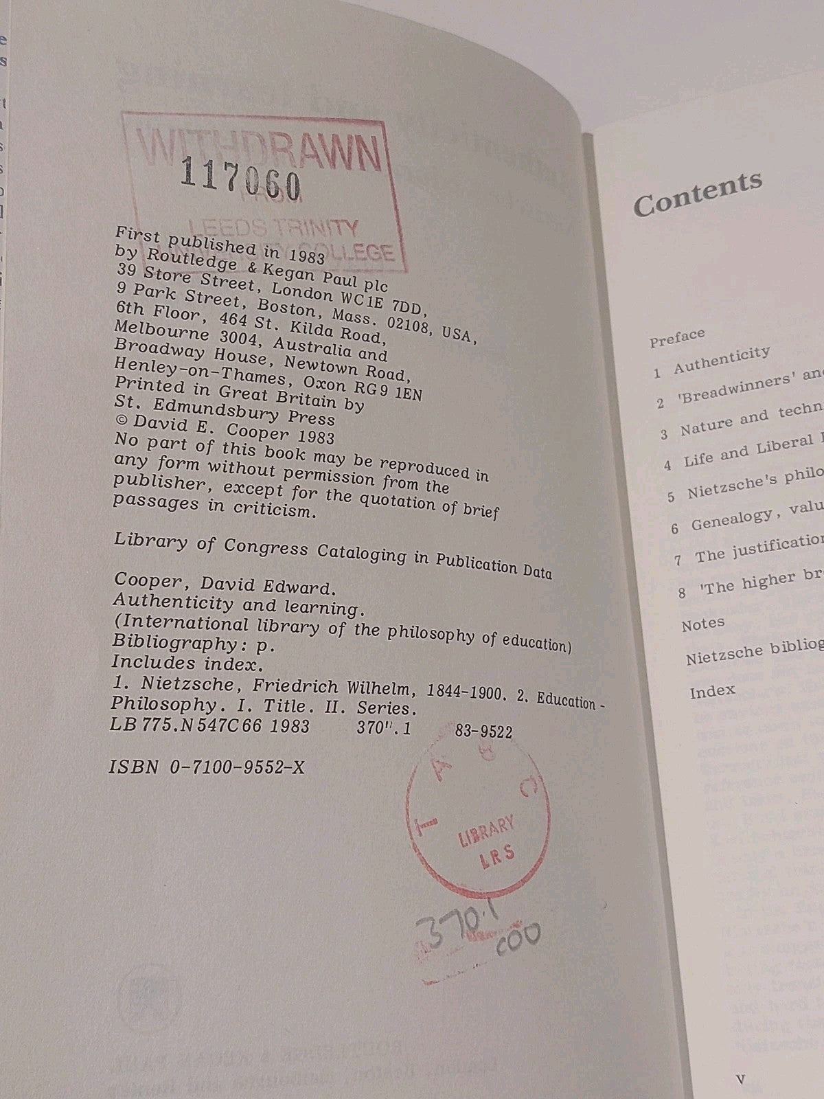 Authenticity and Learning  David Cooper (1983) 1st Ed Hb Book With Dj4