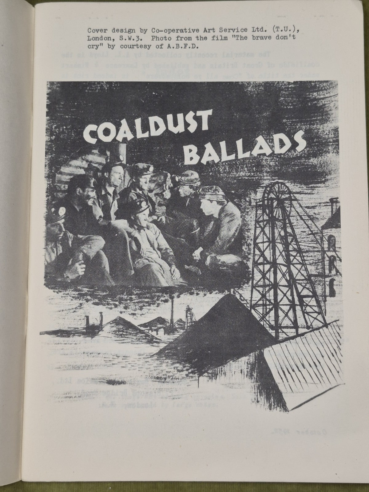 A. L. Lloyd, Coaldust Ballads 1952 Workers Music Association PB sheet music song2
